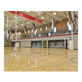 POWR-NET OVERHEAD SUPPORTED FOLD-UP VOLLEYBALL SYSTEM WITH JUDGE'S STAND