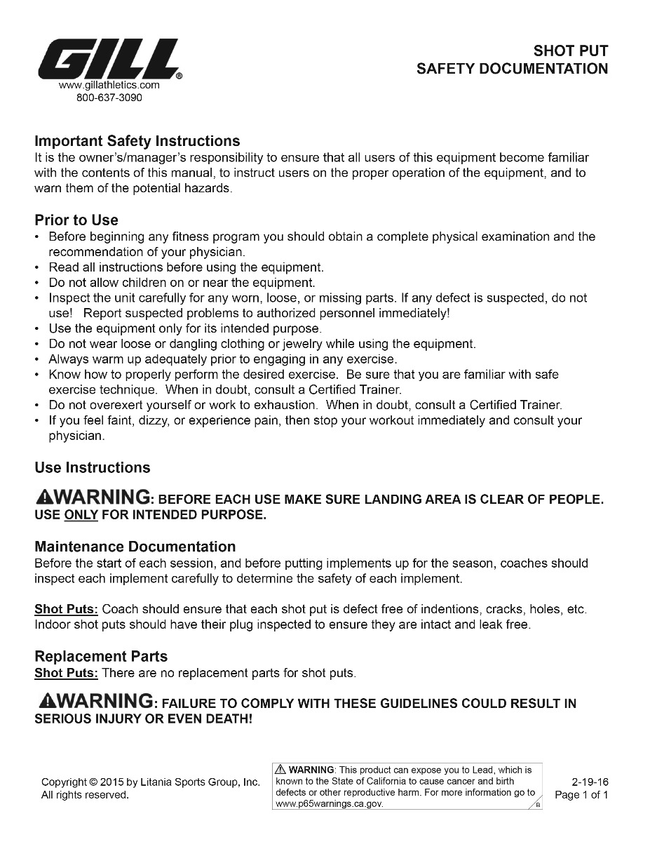 Shot Put Safety Documentation